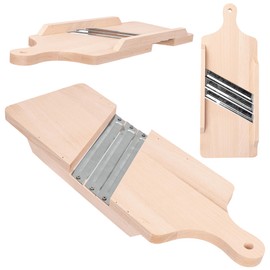 KADAX Wooden Vegetable Slicer, Herb Slicer with 3 Sharp Stainless Steel Blades, Cucumber Slicer, Traditional Cabbage Slicer, Kitchen Slicer for Vegetables, Cucumber Grater (43 x 16 cm)