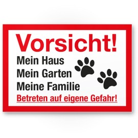 Komma Security Caution Dog My House Garden Family - Dog Sign Sign Property Multilingual Shepherd - Door Sign Front Door Warning Sign Burglary Protection - Warning Dog