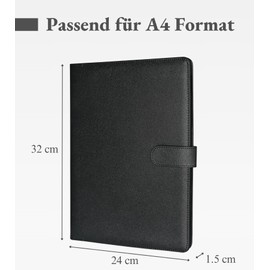 Mymazn Clipboard A4 with Lid, Folder A4 Writing Case Clipboard Folder in Black, PU Leather Conference Folder A4 with Document Compartments, Pen Holder and Magnetic Closure