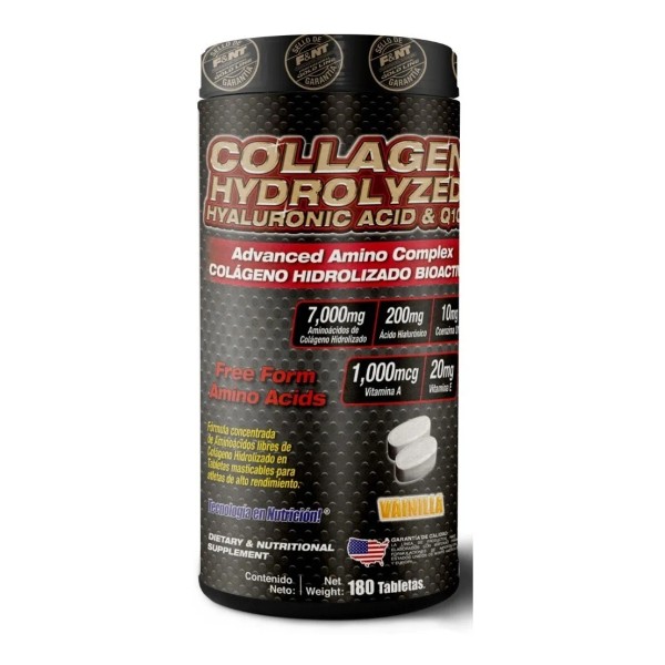 Colgeno, cido Hialurnico Y Q10 180 Tabletas Masticables Sabor Vainilla