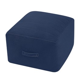 MeMoreCool Square Stuffed Pouf Ottoman Foot Rest, Floor Pouf Foot Stool with Foam Chunk Filling, Soft Stuffed Ottoman Footrest for Living Room, Navy
