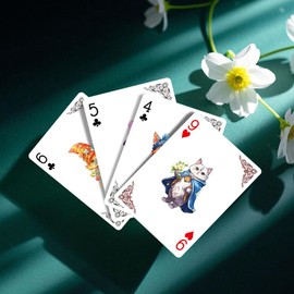 strublfe The World of Cats Themed Playing Cards, 54 Unique Designs Deck of Cards, Poker Cards, International Standard Size, Suitable for Travel, Party Entertainment, (Green)