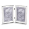 Sonia Jewels Real Silver-plated Beaded Double 5x7 Photo Frame 9.5"