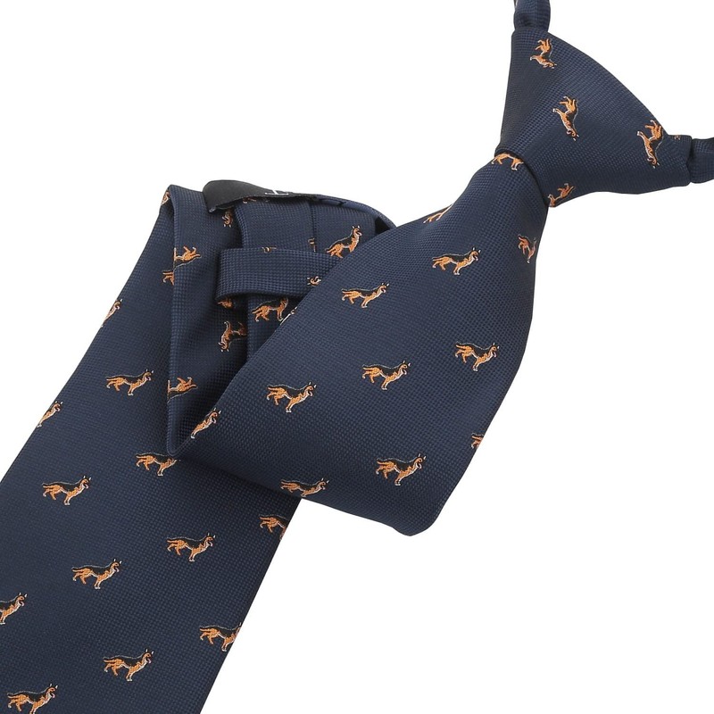 DQT Men's Embroidered Dog Print Novelty Classic Tie - Navy