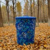 HOZUSO Hand Painted Metal Trash Can with Lid Recycling Canister
