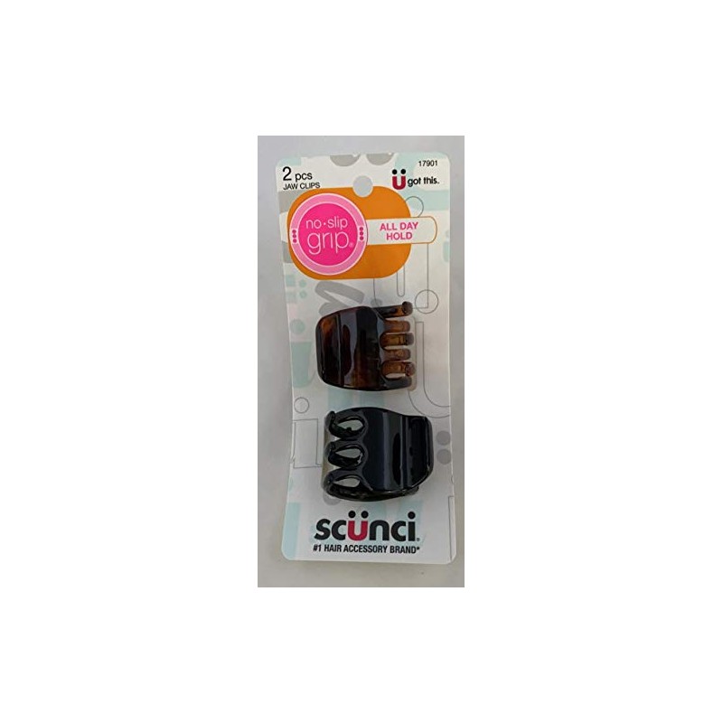 Scunci No-Slip Grip Jaw Clips, 6 Count (Pack of 1)