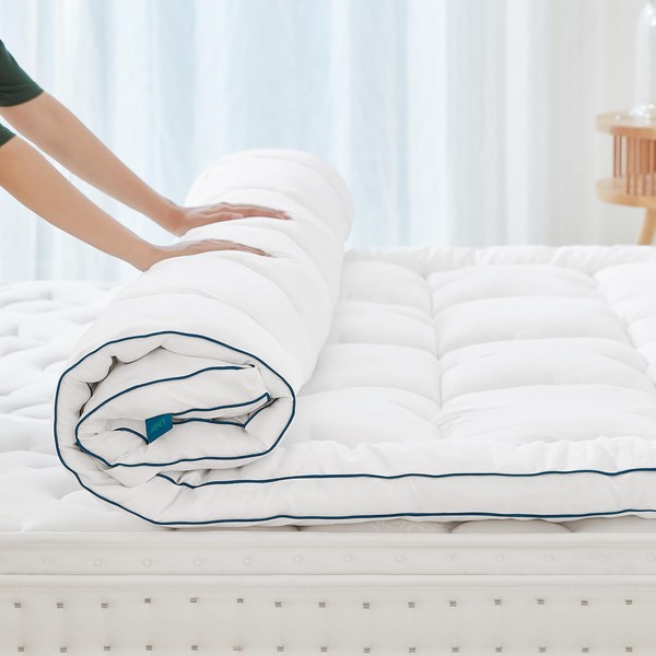 LINSY King Mattress Topper Extra Thick, Celeste Plush Pillowtop Mattress