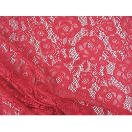5 Yard Lot Embroidered Stretch Lace Apparel Fabric Sheer Metallic Rose Floral Red QQ24