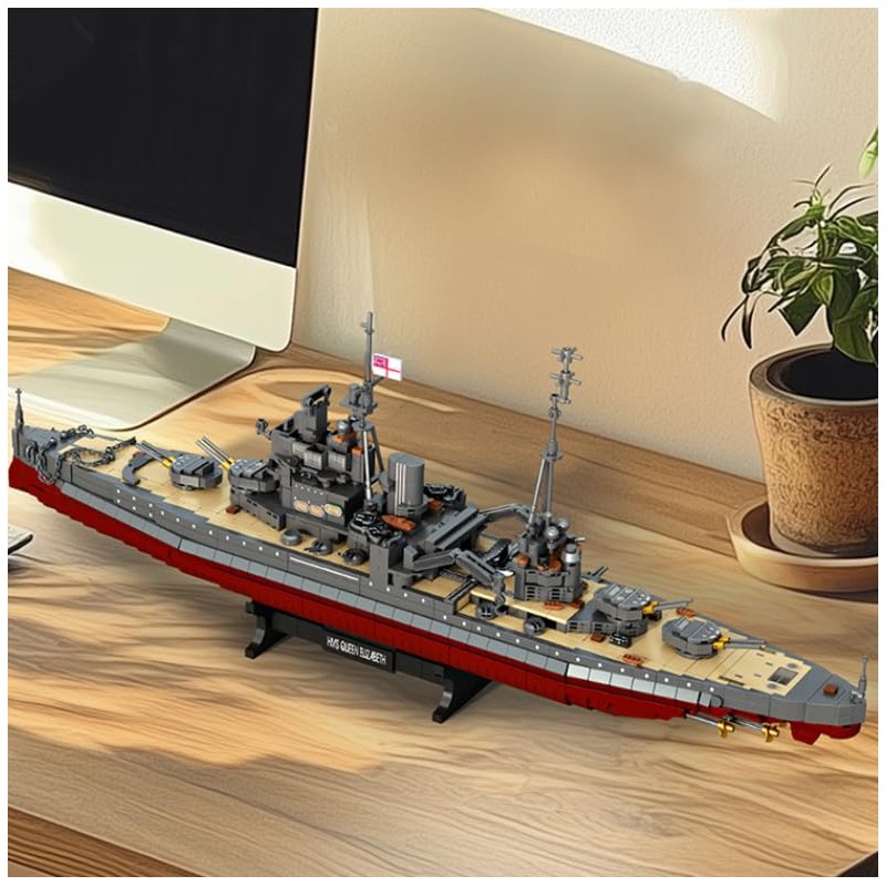 FULHOLPE Queen Elizabeth Class Battleship Building Blocks Set, MOC Military