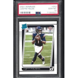 PSA 10 JUSTIN FIELDS FOOTBALL ROOKIE CARD PANINI DONRUSS GRADED PSA GEM MINT 10 BEARS YOUNG STAR QUARTEBACK