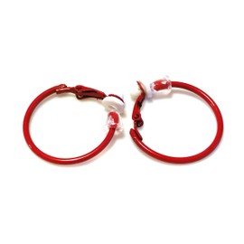 Clip-on Earrings Large 1 inch Hoop Earrings Red White or Black Hoop Earrings (Red)