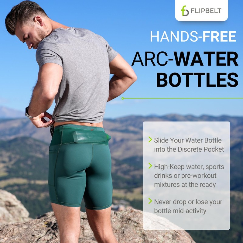 FlipBelt Arc Water Bottle Running Belt, Curved Hydration Running Bottle,
