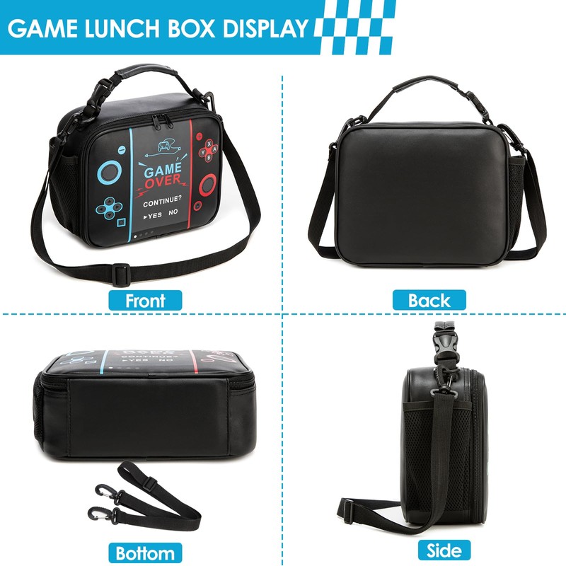 Gamer Lunch Box for Boys Kids, Large Capacity Insulated Lunch