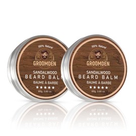 GROOMDEN Premium Beard Balm - Shape, Nourish & Strengthen - Natural Blend of Beeswax, Shea Butter & Argan Oil with Sandalwood Essence (2-Pack).