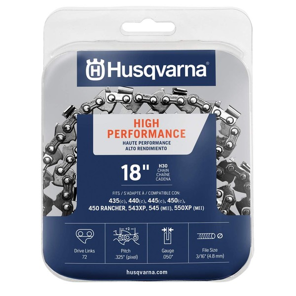 Husqvarna chainsaw chain 18-Inch .050 gauge .325 pitch low kickback low-vibration ,Orange/Gray