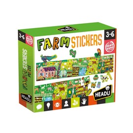 Headu Puzzle + Sticker The Farm A Long Puzzle to Complete with Stickers Mu24926 Educational Game for Children 3-6 Years Made in Italy