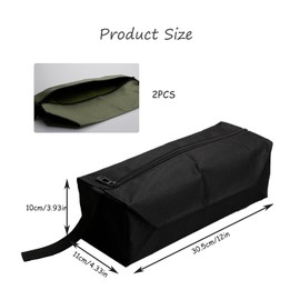 Rumyve2pcs Multi-Purpose Zipper Small Tool Bag,Waterproof Tool Bag Zipper Tool Bag Canvas Tool Bag,Black and Green Storage Bag