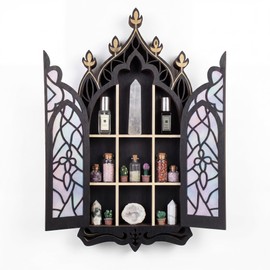 Gothic Crystal Display Shelf, Goth Wall Decor Witchy Spiritual Home Decor
