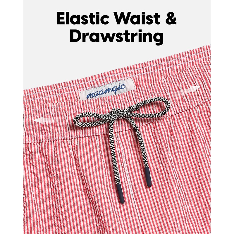 maamgic Men's Swim Trunks 5.5 inch Seersucker 2 in 1