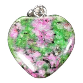 2PCs Red Ruby in Green Fuchsite Heart Shaped Pendants w/Silver Plated Eyelet Natural Gemstone Crystal Mineral UV Reactive Decorative Specimen Beads - China