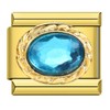 Gold Blue Crystal Gem Charm Silver Italian 9mm Link Stainless