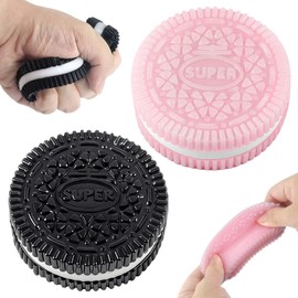 Gytera 2 Packs Sticky Cookie Taba Squishy Fidget Toys Adults, Squeeze Toys Sensory Toys for Autism, Stress Ball for Adults Fidgets Birthday Gifts Party Favors for Kids(Pink Black)
