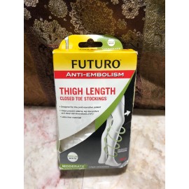 Futuro Anti-Embolism Thigh Length 18mm/Hg Stocking, Medium White Moderate 71064