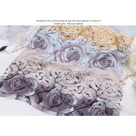 Persmileful Women's Polyester Chiffon Scarf Neck Printing Floral Country Style Lightweight Scarves for Ladies and Girls