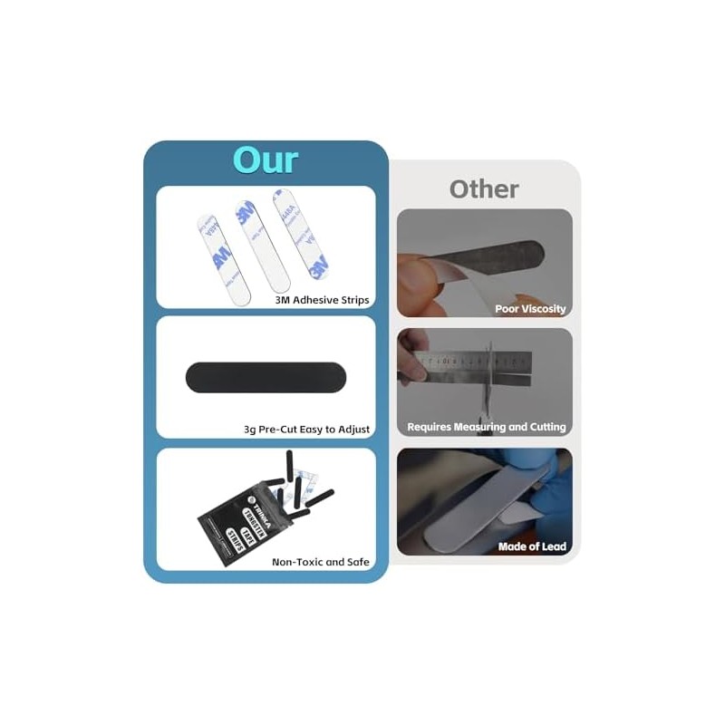 Pickleball Paddle Tungsten Tape 10 Pack, 3g Adhesive Weight Strips
