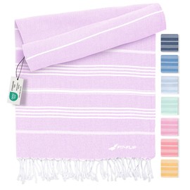 Fit-Flip Hammam towel - Beach towel XXL made from 100% recycled cotton - Quick-drying Turkish hammam beach towels, fouta, pestemal Turkish towels ideal as a Turkish blanket – Lilac – 100x200cm Sultan