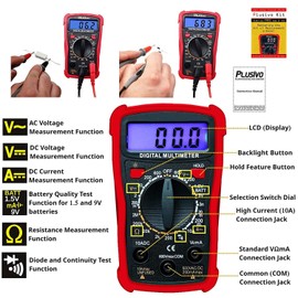 Plusivo Multimetro Digital Professional Automotriz Voltimetro Amperimetro Carro