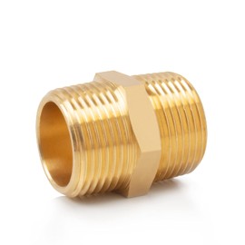 BathAce Solid Brass Hex Nipples, Thread-Good Airtightness, Heavy Brass Pipe Adapter Fittings, Equal Connectors (1 NPT x 1 NPT Male, 1)