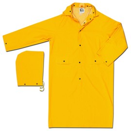 MCR Safety 230CXL 49-Inch Classic Industry Standard PVC/Polyester Knee Length Coat with Detachable Hood, Yellow, X-Large
