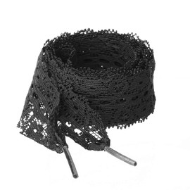 Allegra K Lace Shoelaces, Ribbon Shoelaces, Flat Laces, Wide Laces, For Sneakers, Width 1.0 inches (2.5 cm), 2 Pairs, Black