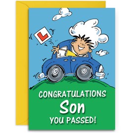 Son Driving Test Pass Congratulations Card - Medium Sized Card