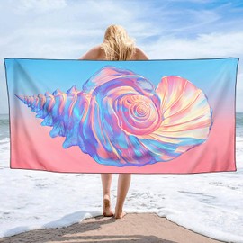 YISUMEI Pink Conch Beach Towels for Adults Extra Large 180 x 90 cm, Microfibre Lightweight Quick Dry Towel for Swimming Pool Cruise Travel Sports Camping