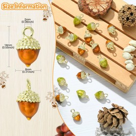 Stiesy 10Pcs 2 Colors Enamel Pine Cone Charms Pendants Colorful Pinecone Charms Acorn Plant Dangle Charms for DIY Crafts Jewelry Making