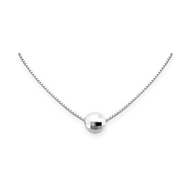 Tiny Delicate and Dainty Sterling Silver Disco Ball Choker Necklace for Women Teen Girls Silver Faceted Ball Bead Layering Minimalist Everyday Jewelry Gift for Her (15 inches + 2-inch extender)