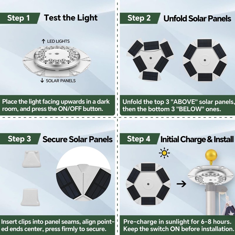 Aurolit Foldable Flag Pole Light Solar Powered, 1500 Lumen 36
