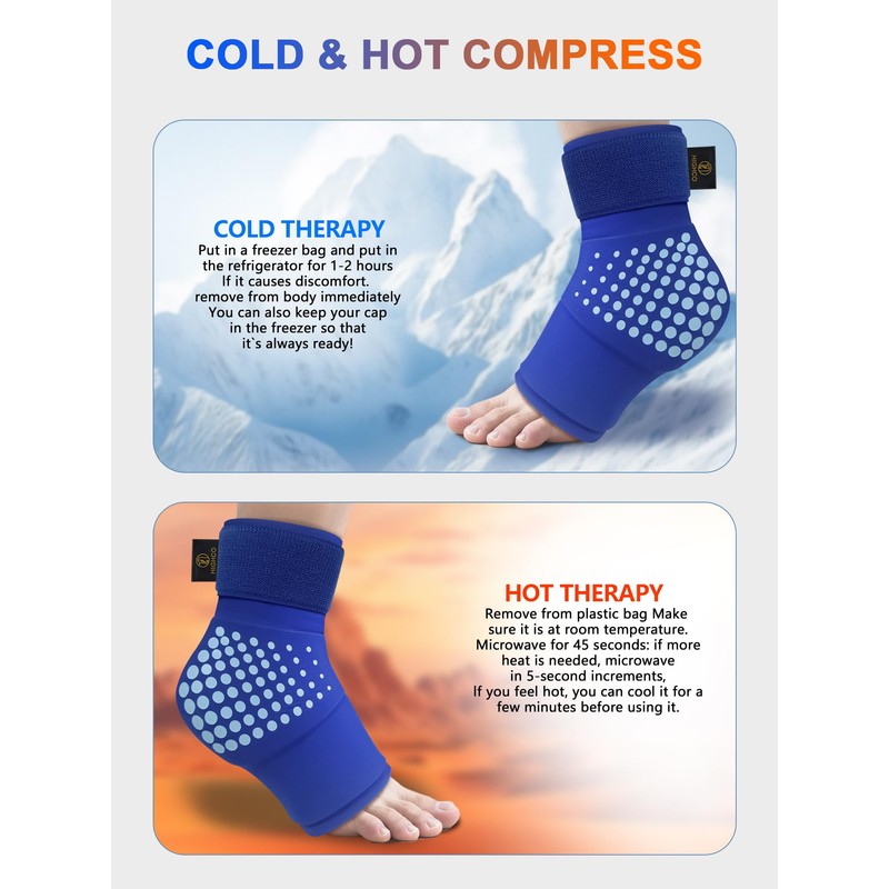 Ankle Ice Pack Wrap for Injuries Reusable for Swollen Feet,