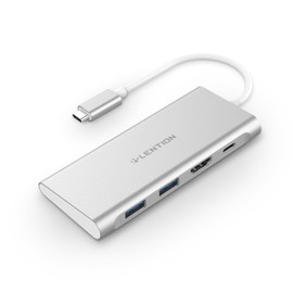 LENTION USB-C Digital AV Multiport Adapter with 4K HDMI, 2 USB 3.0 Ports, Type C Charging Hub Compatible MacBook Air 2018, MacBook Pro 13/15 (Thunderbolt 3 port), Surface, XPS, More (Silver)