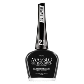 Masglo Gel Evolution 13,5mL Negro | Esmalte de Uñas - Esmalte de Color para Uñas de Secado Extra Rápido | Sin Lámpara | Larga Duración | Paso 2