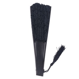 GOTOTOP Abanico Plegable de Encaje con Huesos de bambú, Estilo Vintage, Portátil y Liviano, para Decoración de Ropa de Alto Rendimiento (Black)
