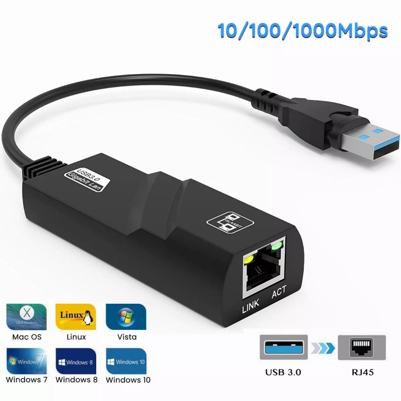 Lostrain Adaptador Ethernet Usb 3.0 A Rj45 Gigabit Lan 1000mbps