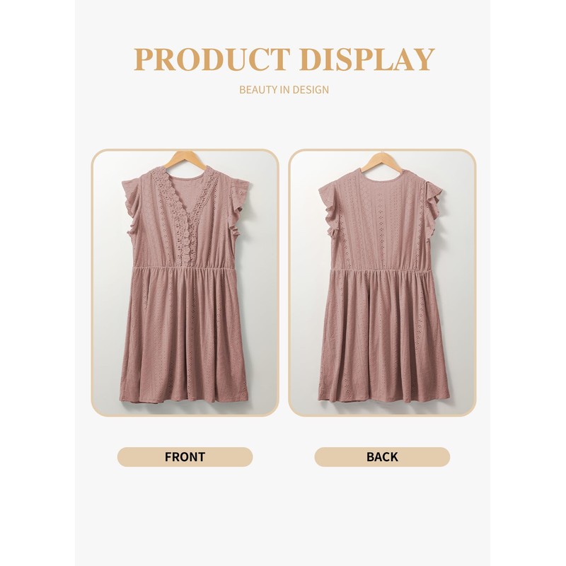 Eytino Plus Size Dresses for Curvy Women Ruffle Cap Sleeve