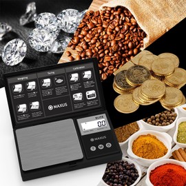 MAXUS Digital Gram Scale 1000g/0.1g, Small Food Scale with Backlit LCD, Mini Pocket Scale for Jewelry