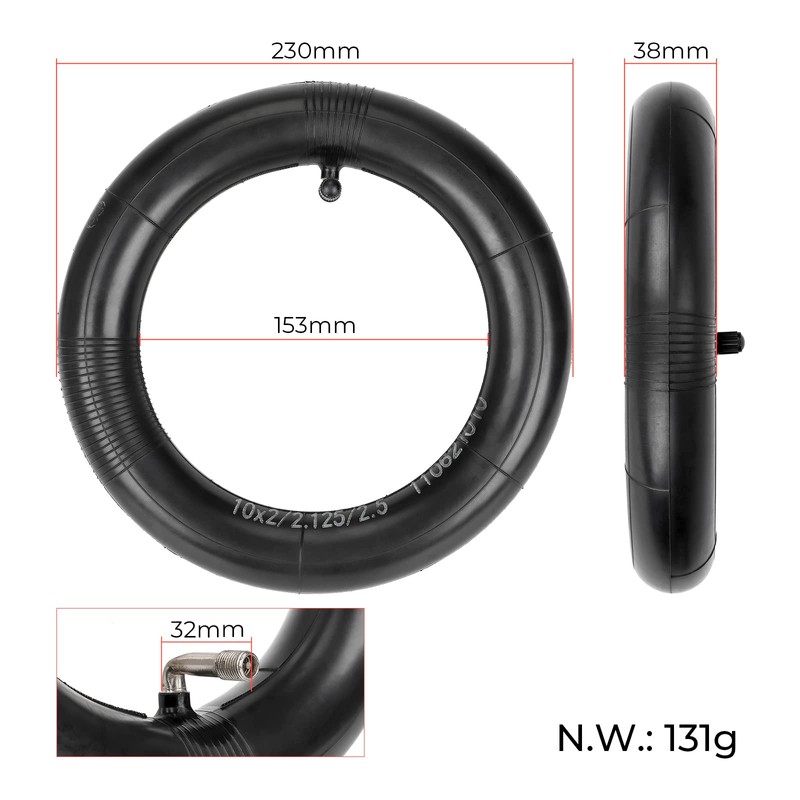 Ulip (2PCS) 10x2 10x2.125 10x2.5 Replacement Inner Tubes with 90