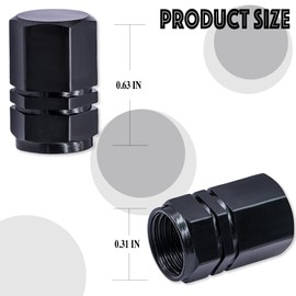 MEAJOO 4PCS Tire Valve Stem Caps, with Rubber O-Ring, Corrosion Resistant Leak-Proof, Aluminum Alloy Universal Wheel Valve Covers for Cars, SUV, Trucks, Bikes, Motorcycles, Bicycles(Black)