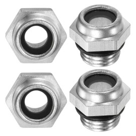 M METERXITY 4-Pack Air Compressor Oil Sight Glass, G1/4 Toughened Glass No Leak Hex Oil Liquid Level Gauge Fittings W O-Ring for Air Compressor/Pump/Tank Sight Plug Window