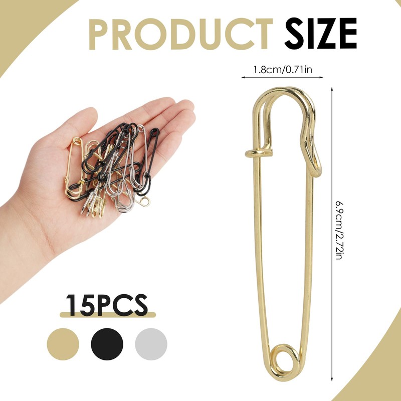 Large Extra Large Metal Safety Pins 2.7 Inch Ideal for